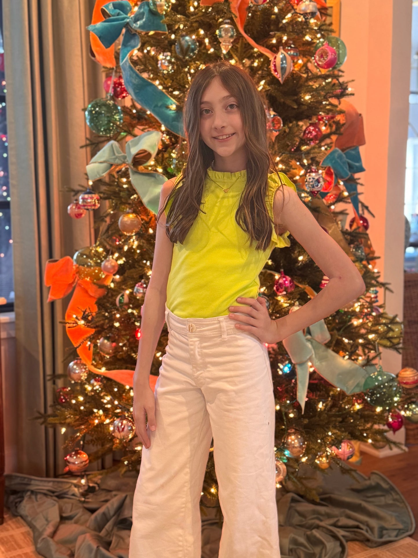 Lime Ruffle Tank Top