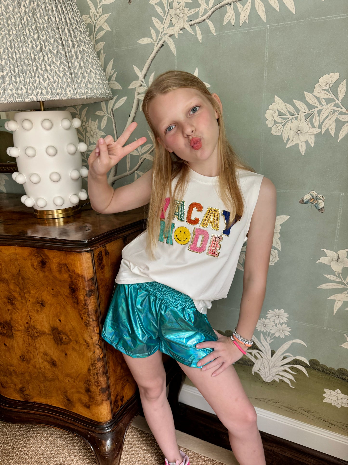 Aqua Metallic Shorts