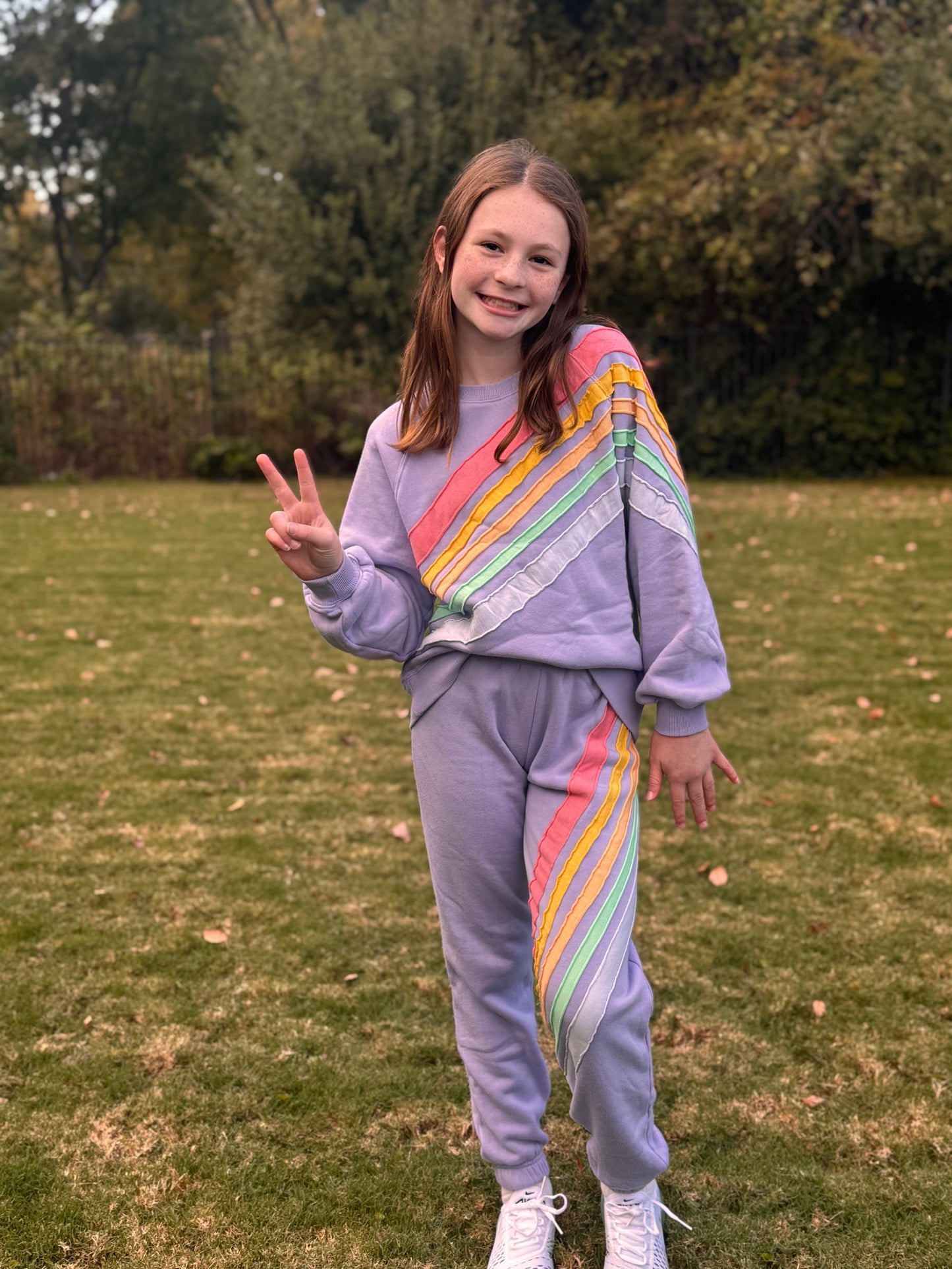 Katie J NYC Flynn Crew Lilac Rainbow