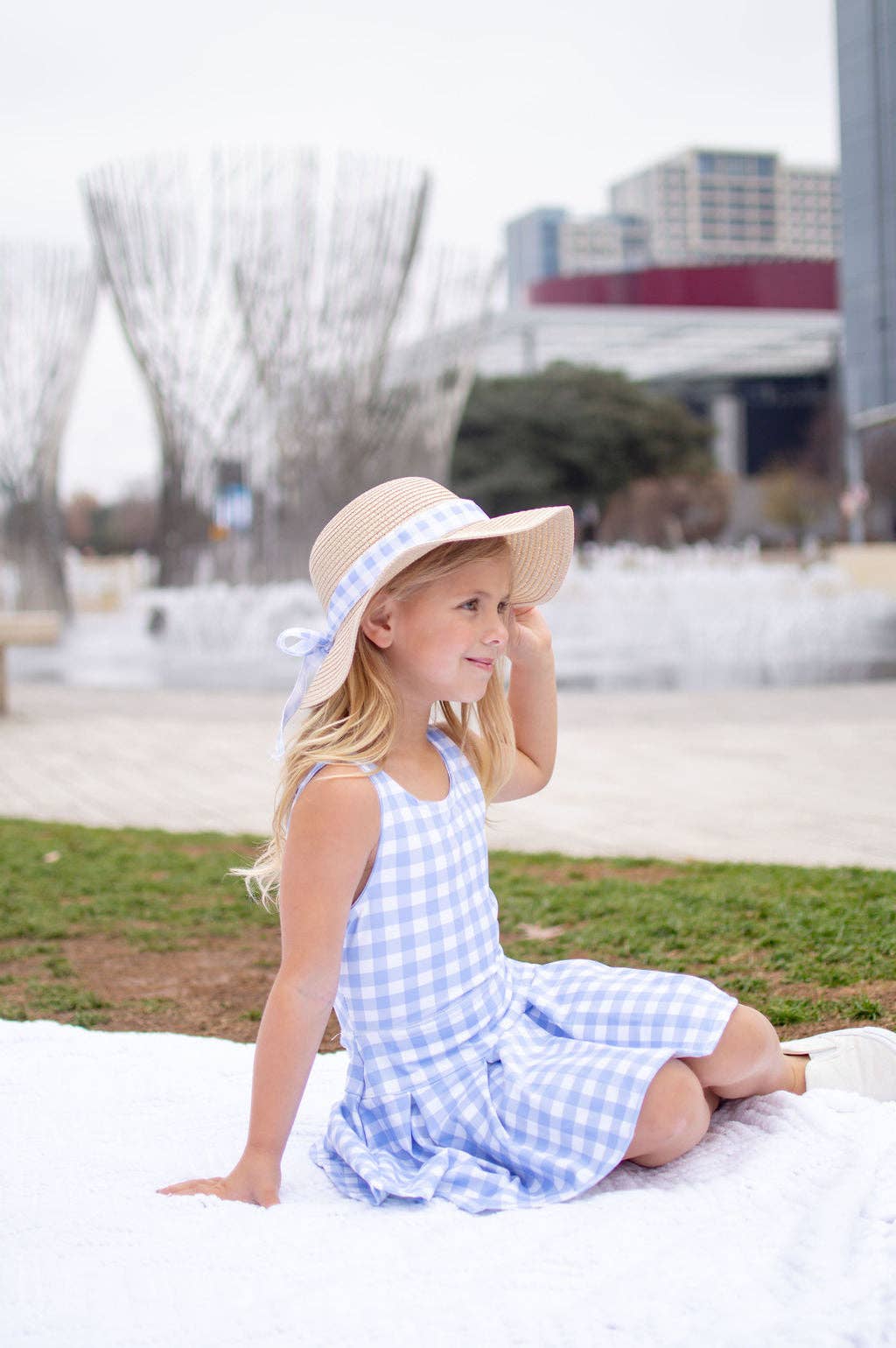 Harper Pleated Tennis Dress - French Blue Gingham