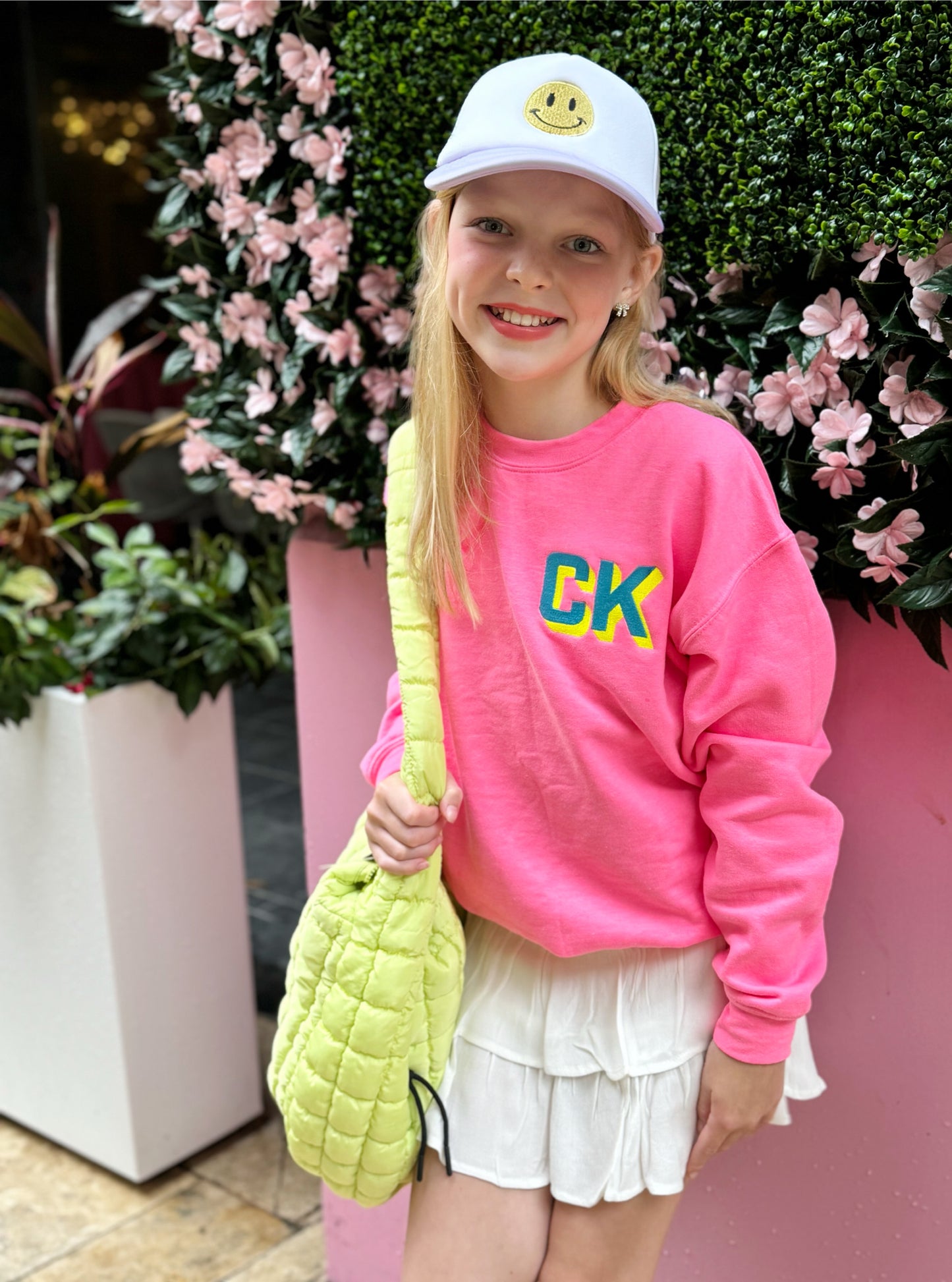 (Youth Size) Custom Neon Shadow Block Embroidered Sweatshirt