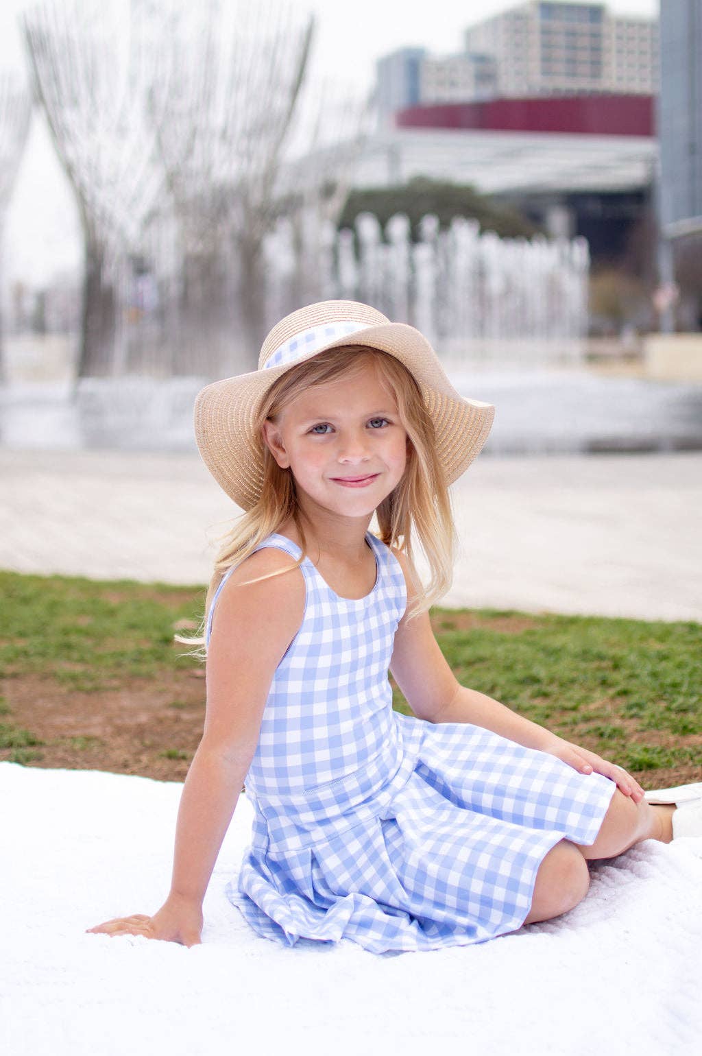 Harper Pleated Tennis Dress - French Blue Gingham