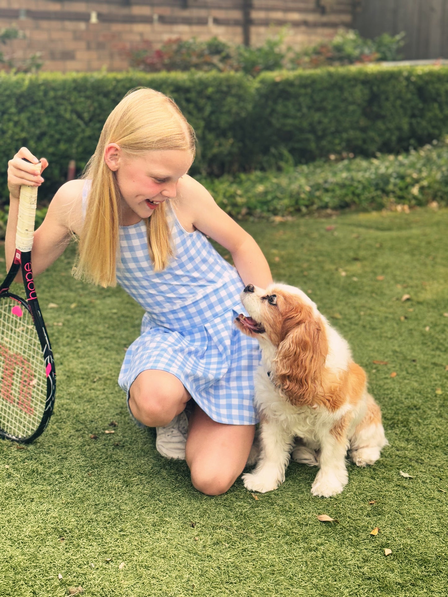 Harper Pleated Tennis Dress - French Blue Gingham