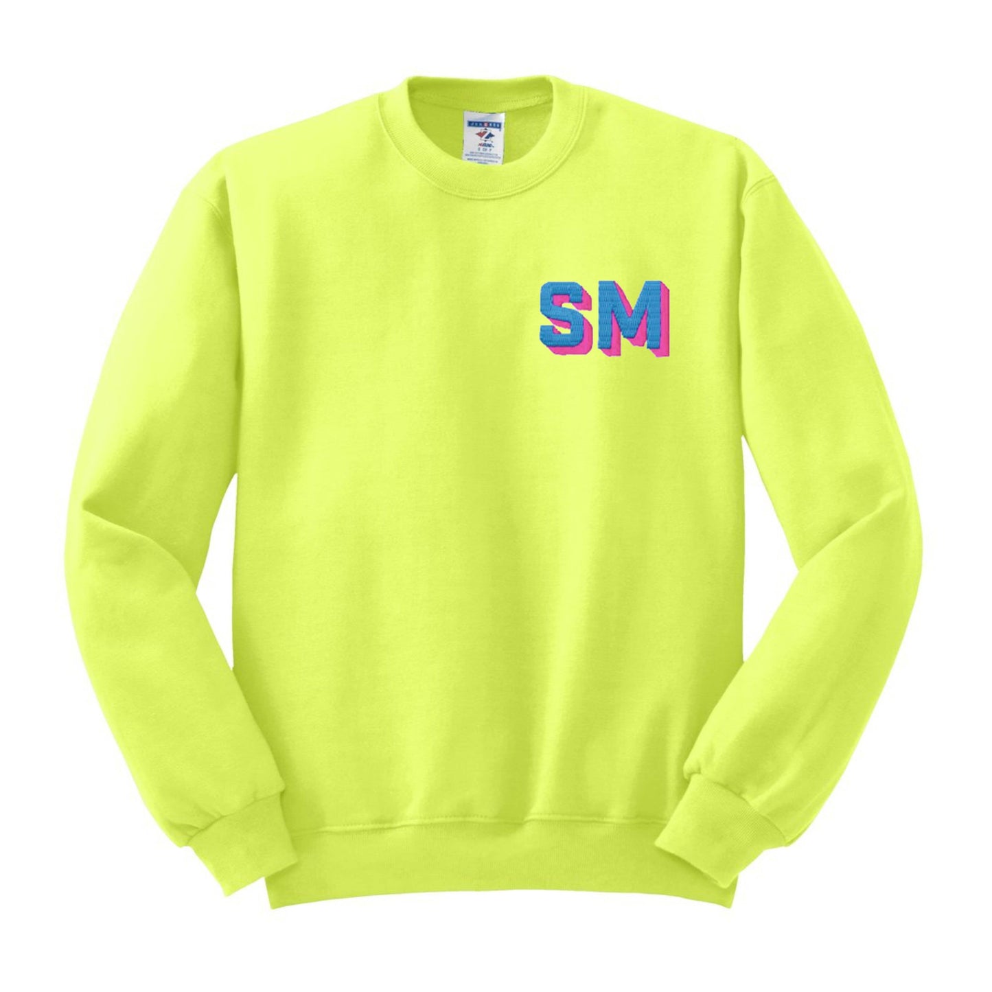 Custom Neon Shadow Block Embroidered Monogram Sweatshirt