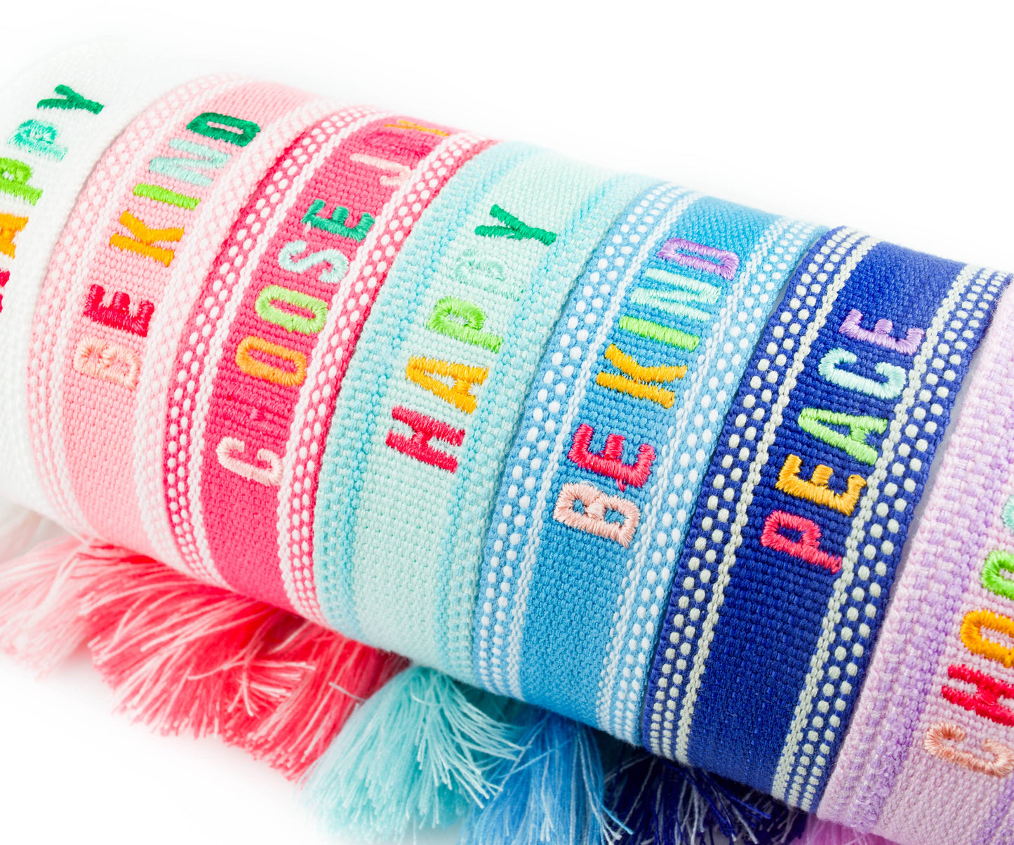 Colorful Embroidered Bracelets | Hot Pink | Choose Joy