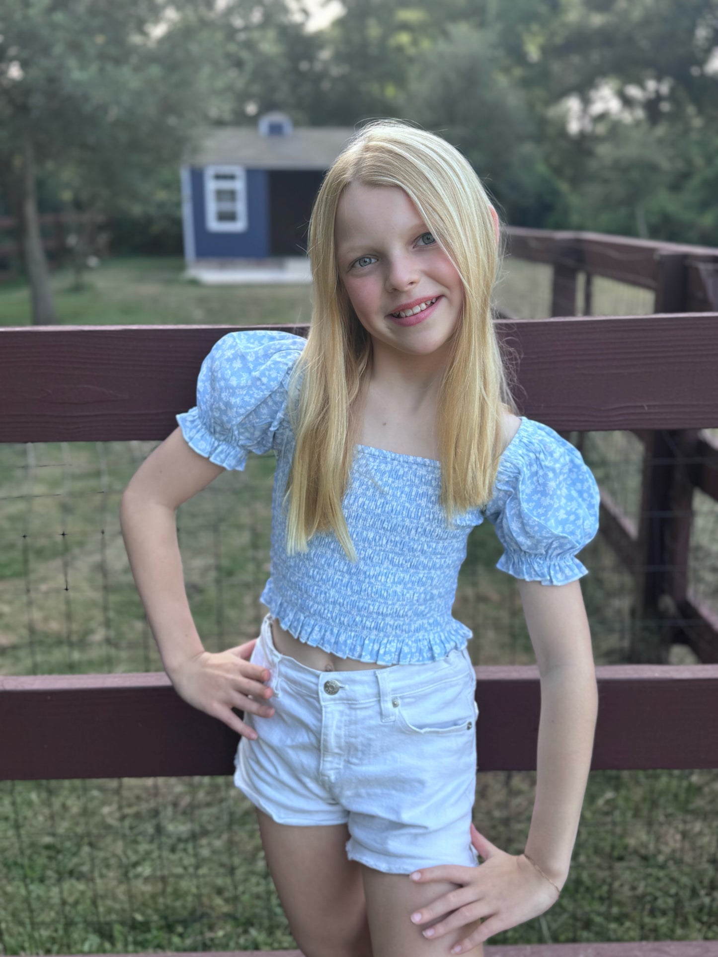 Blue Ditsy Floral Top