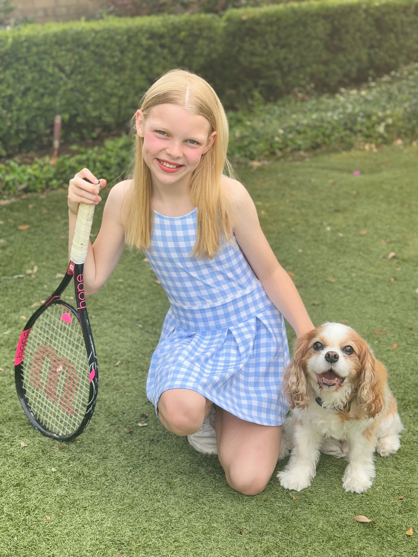 Harper Pleated Tennis Dress - French Blue Gingham