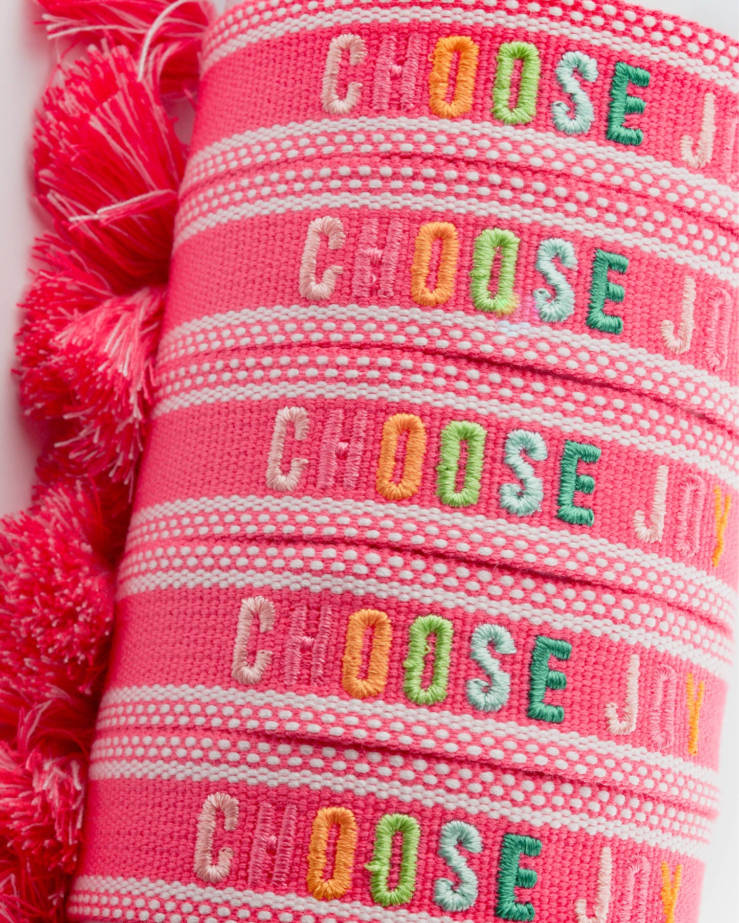 Colorful Embroidered Bracelets | Hot Pink | Choose Joy