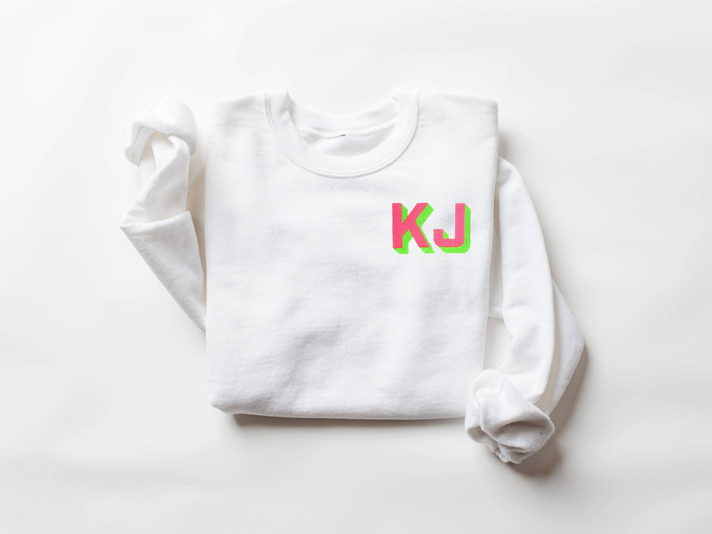 Custom Neon Shadow Block Embroidered Monogram Sweatshirt