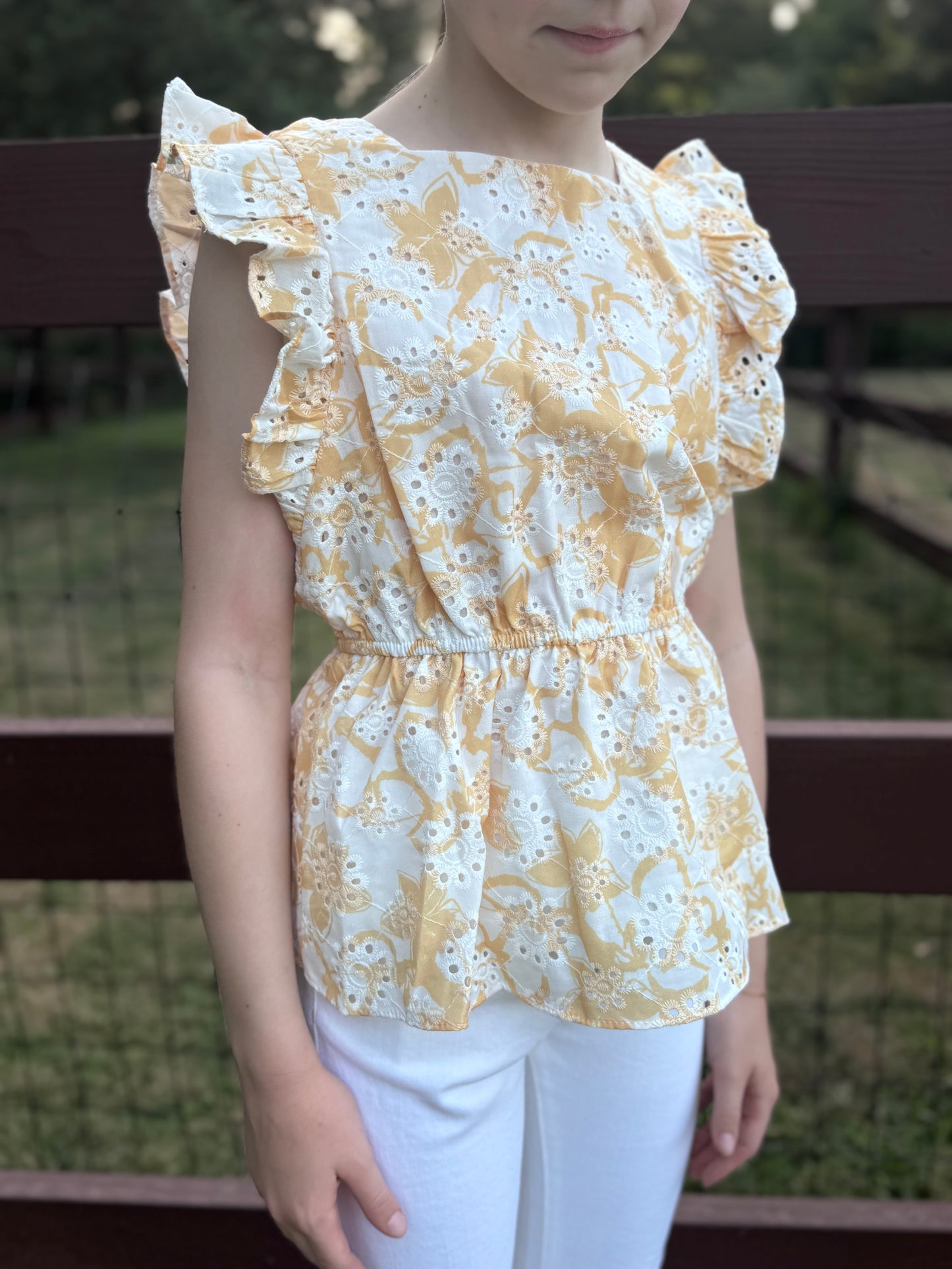 Emmaline Eyelet Ruffled Top