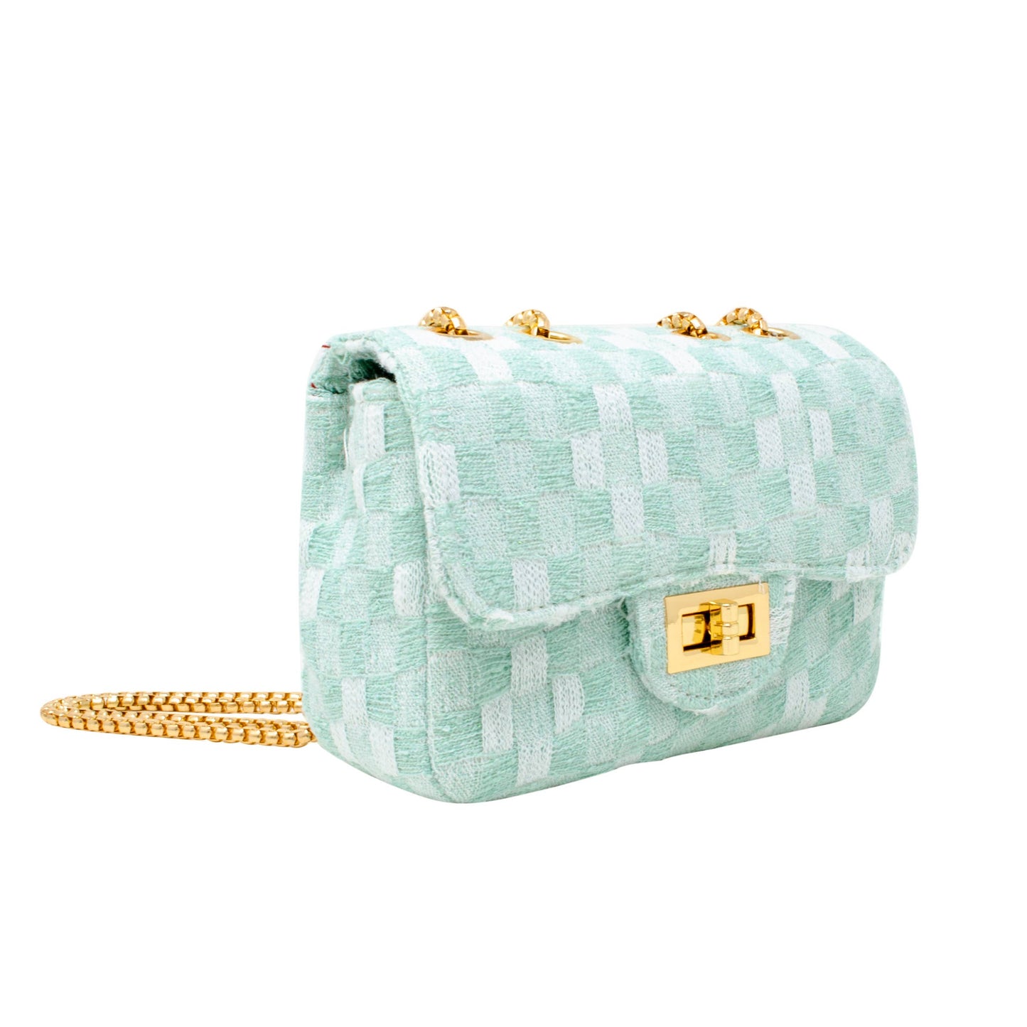 Classic Checkered Tweed Handbag: Green