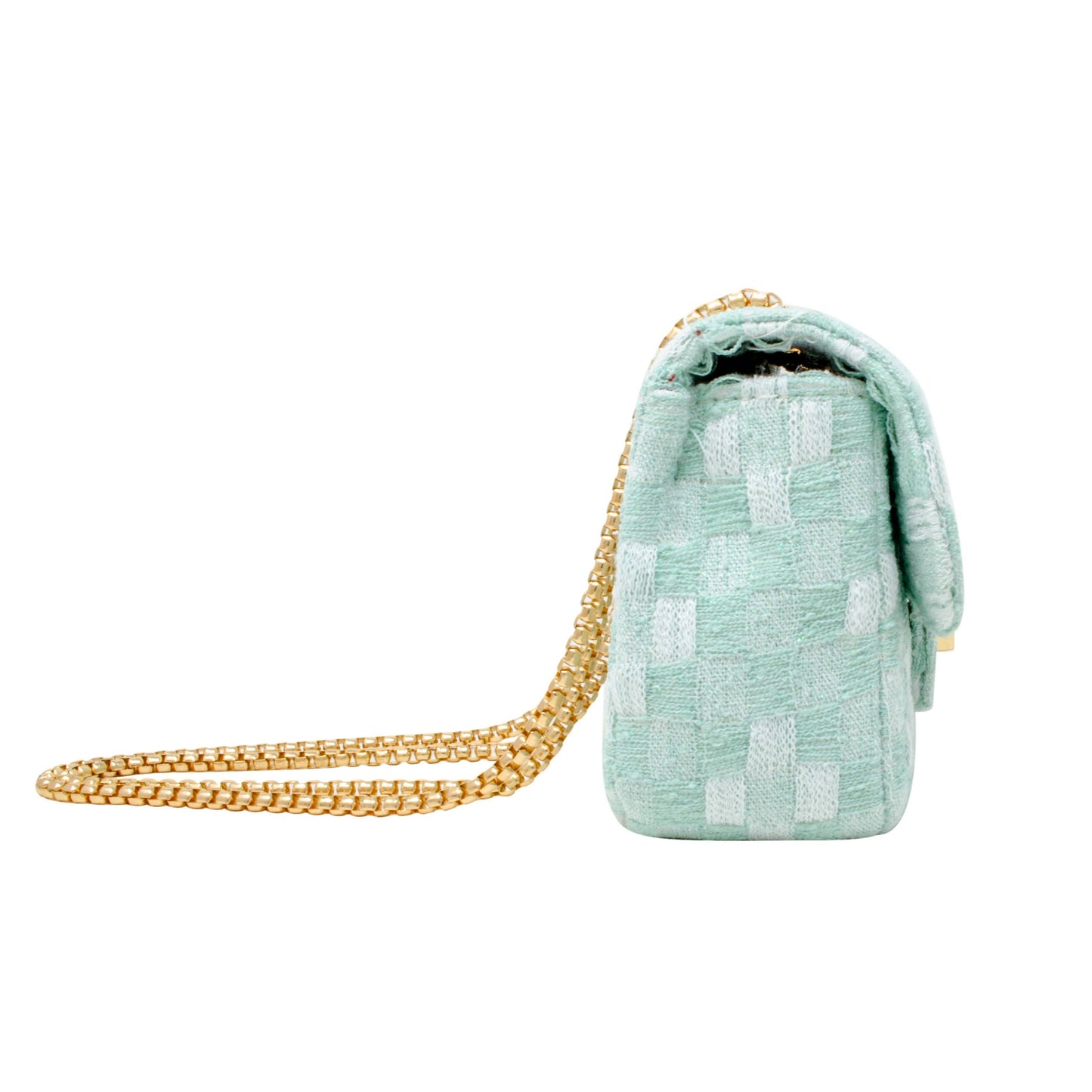 Classic Checkered Tweed Handbag: Green