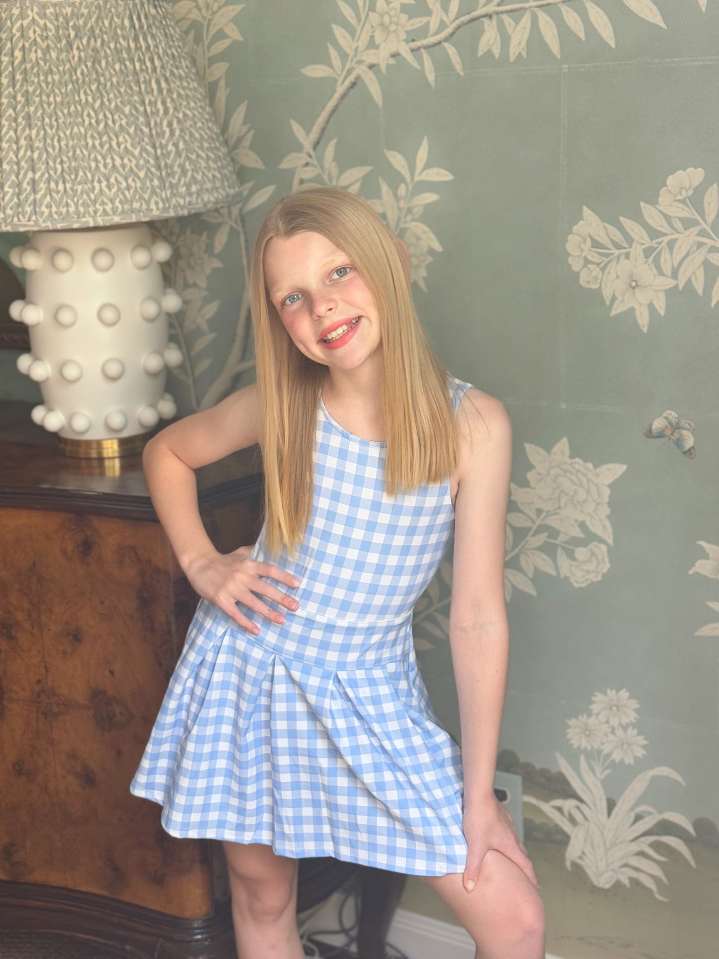 Harper Pleated Tennis Dress - French Blue Gingham