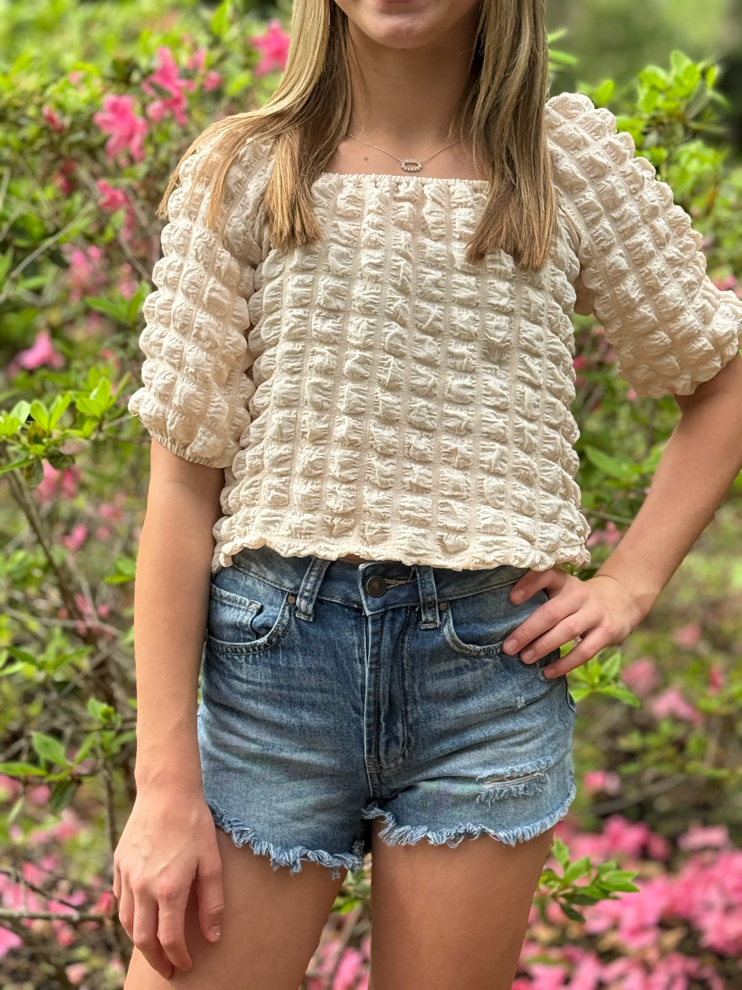 Annabelle Bubble Top- Natural