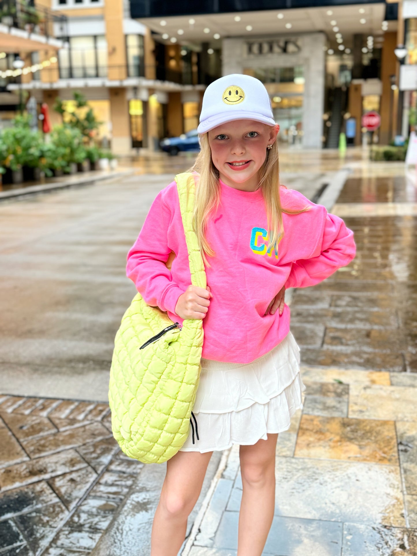 (Youth Size) Custom Neon Shadow Block Embroidered Sweatshirt