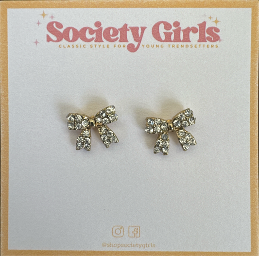 Diamond Bow Stud Earrings