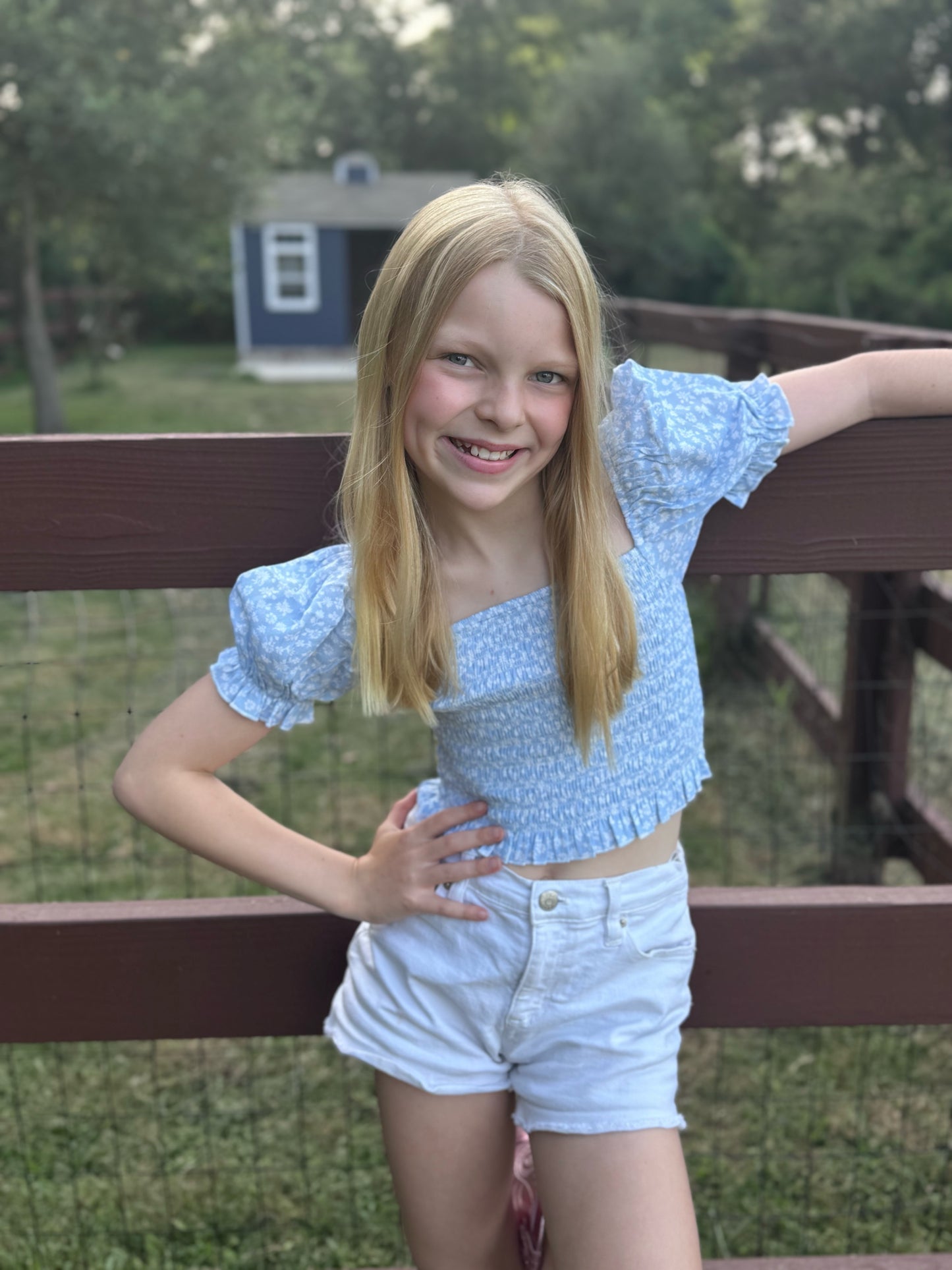 Blue Ditsy Floral Top