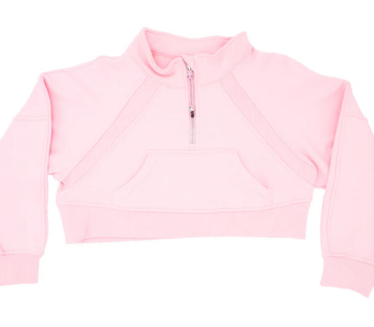 Light Pink Cropped 1/4 Zip Sweatshirt