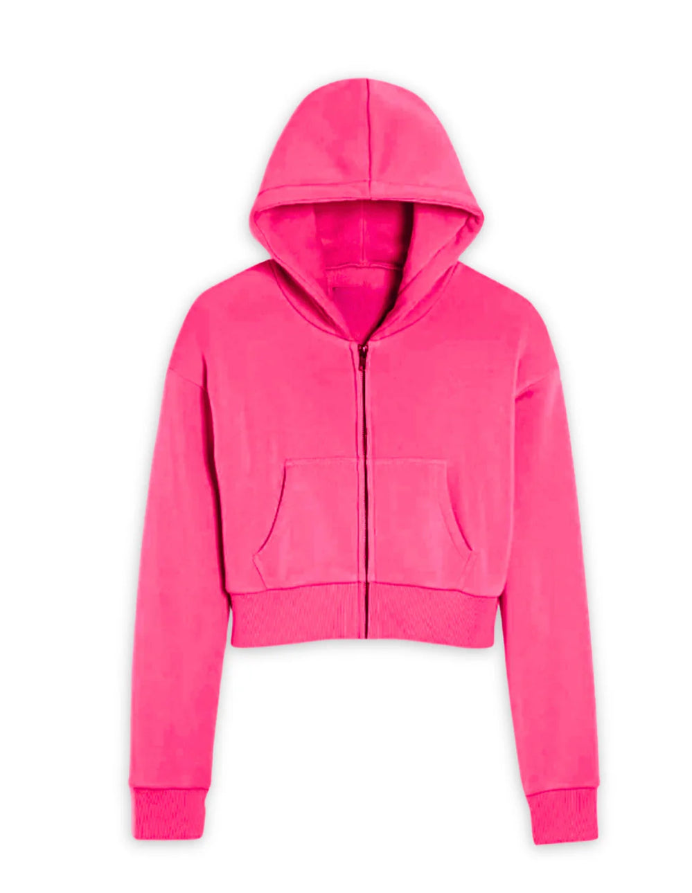 Katie J Dylan Zip Crop Hoodie- Raspberry