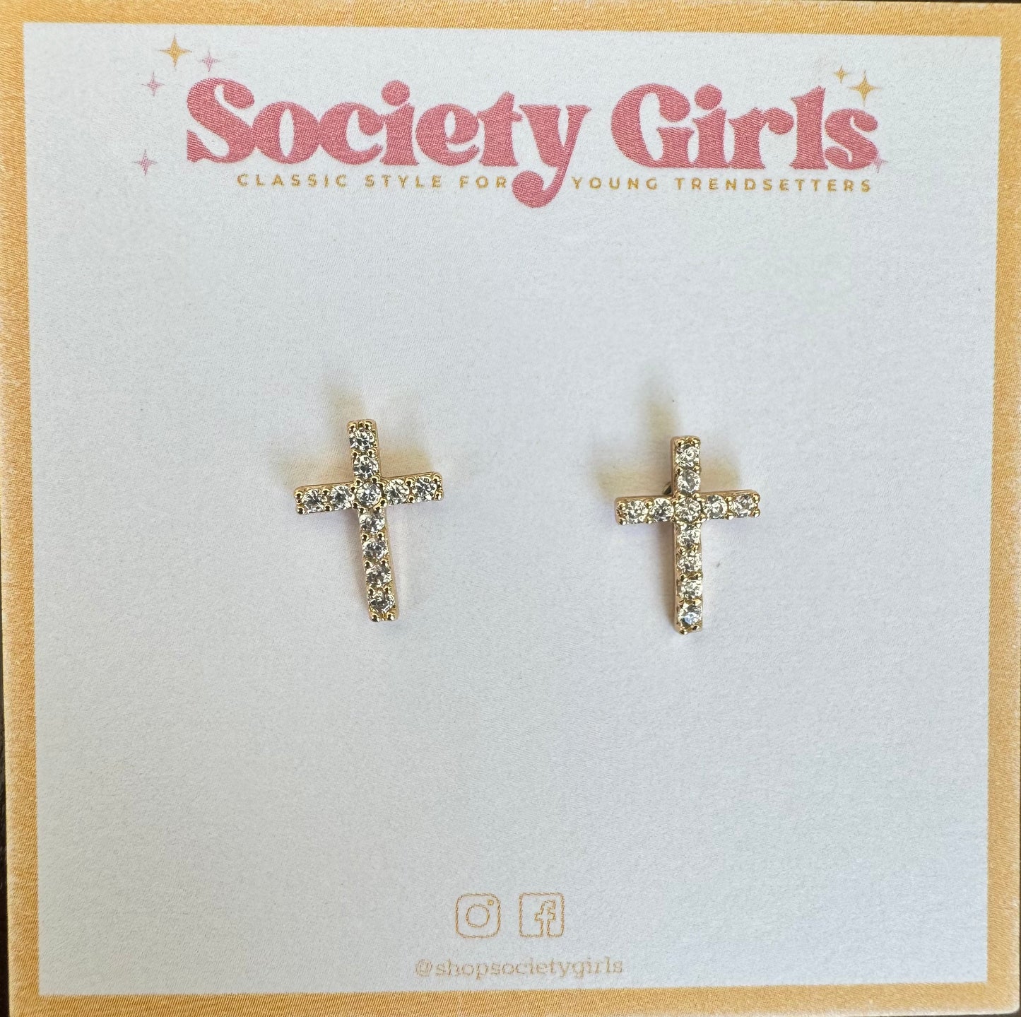 Diamond Stud Cross Earrings