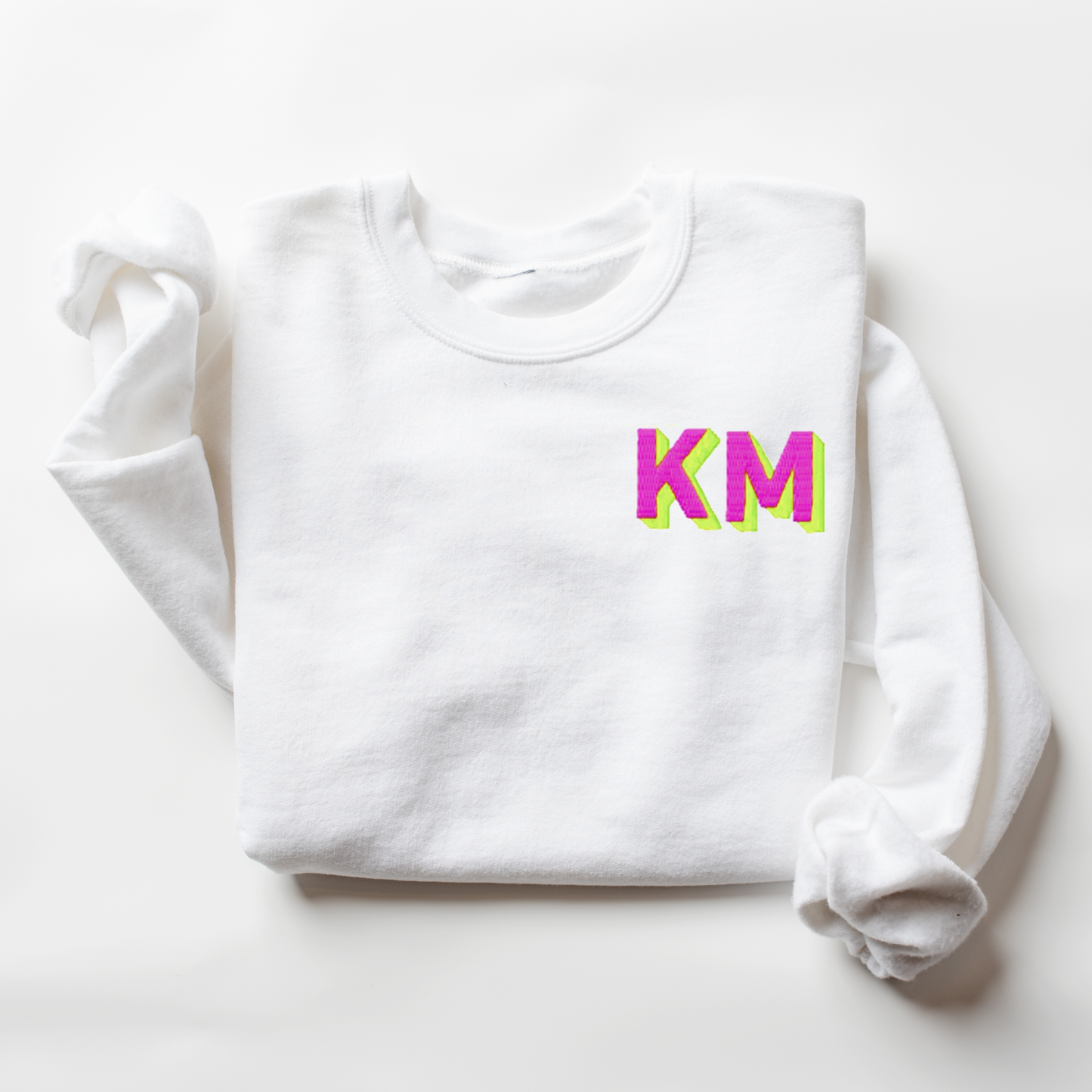 (Youth Size) Custom Neon Shadow Block Embroidered Sweatshirt