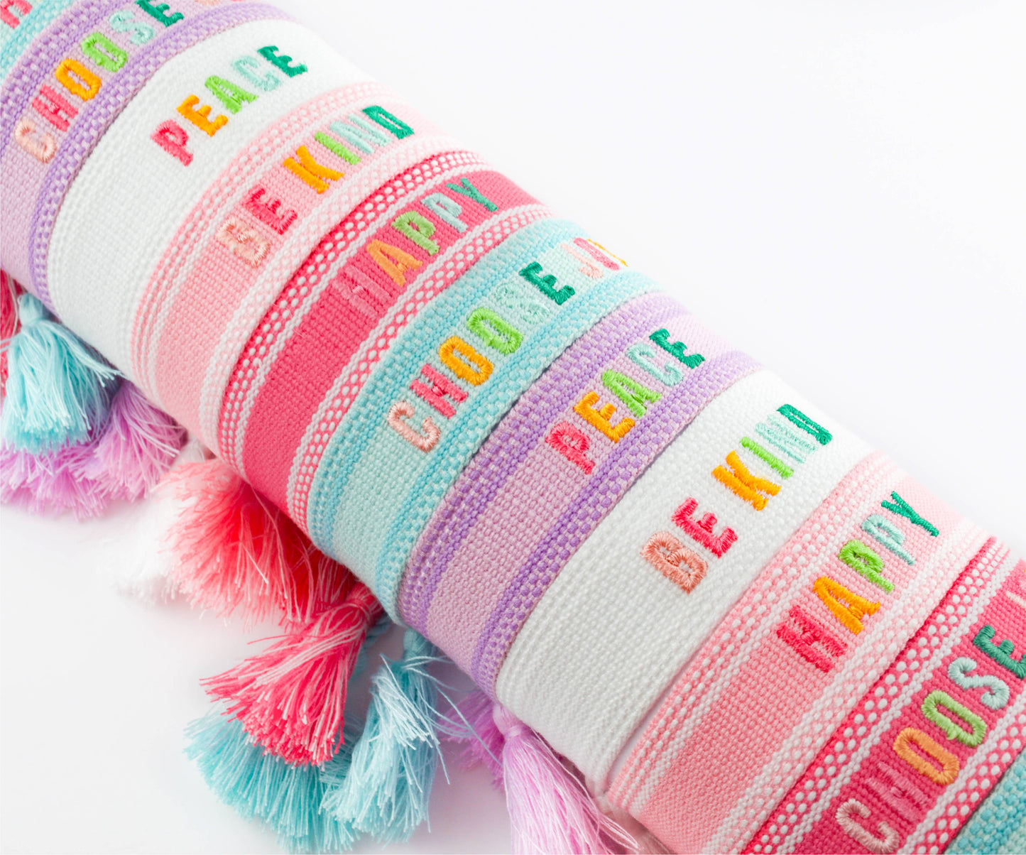 Colorful Embroidered Bracelets | Hot Pink | Choose Joy