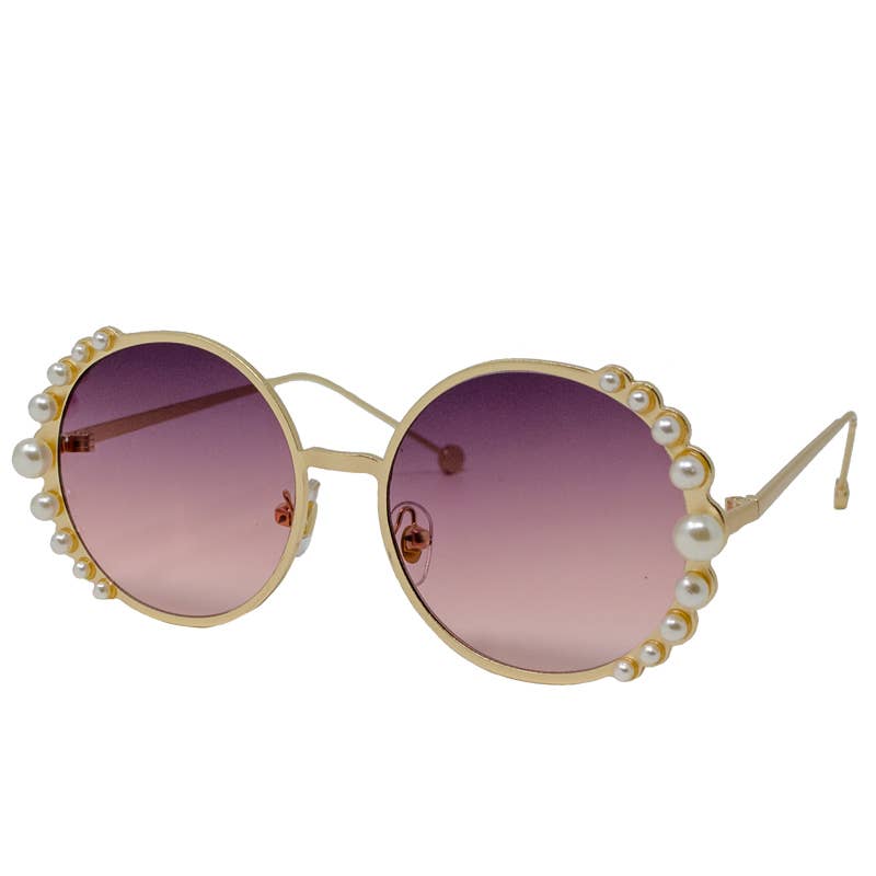 Round Pearls Sunglasses: Pink Pink