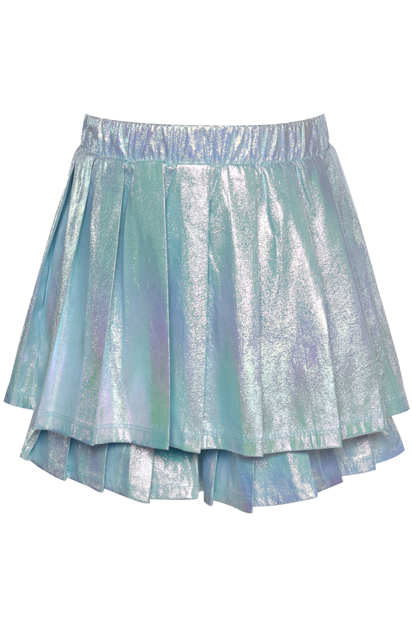 Brooklyn Metallic Pleated 2 Tier Skort in Blue