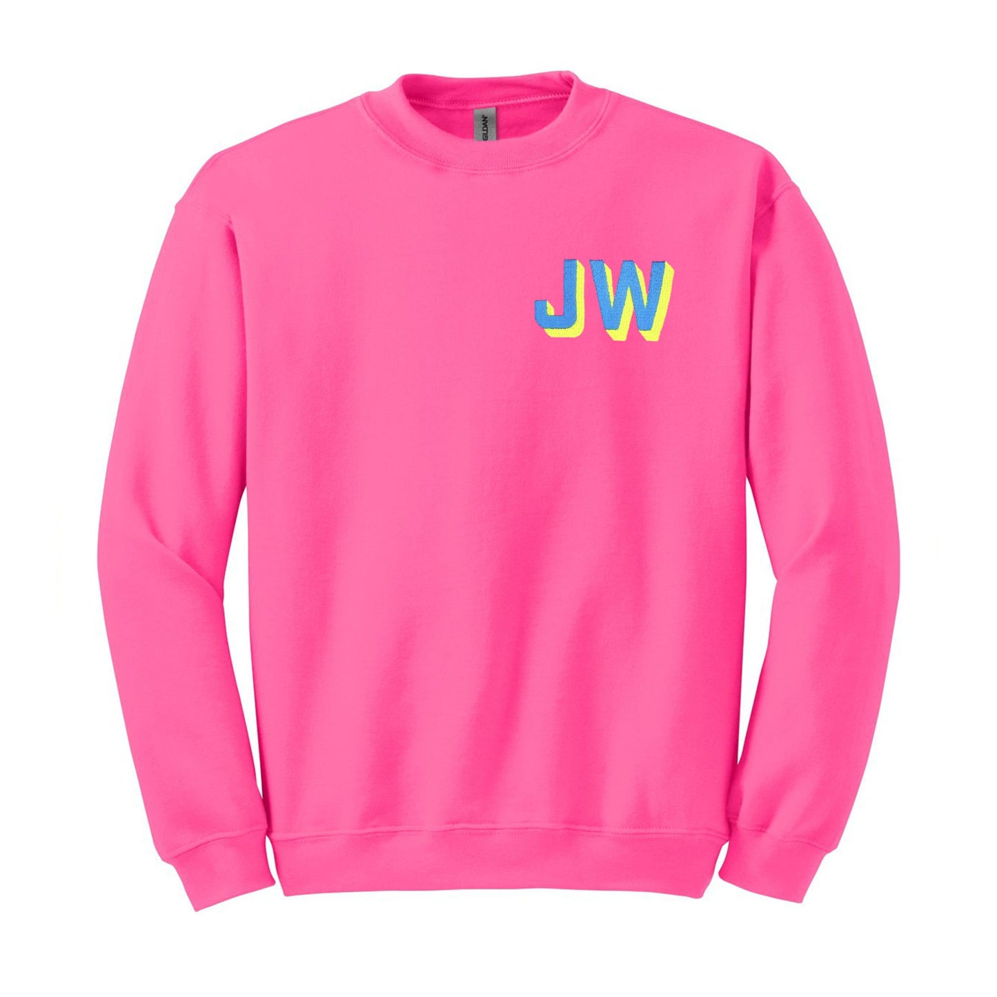 (Adult Size) NEON Shadow Block Embroidered Monogram Sweatshirt