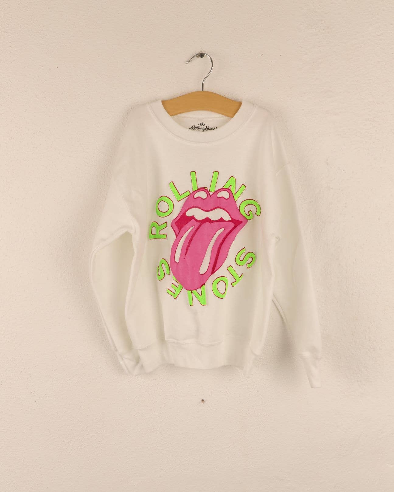 Rolling Stones Neon Puff White Sweatshirt