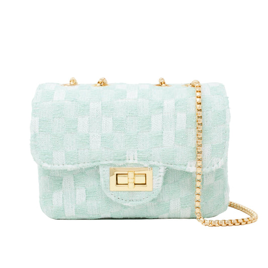 Classic Checkered Tweed Handbag: Green