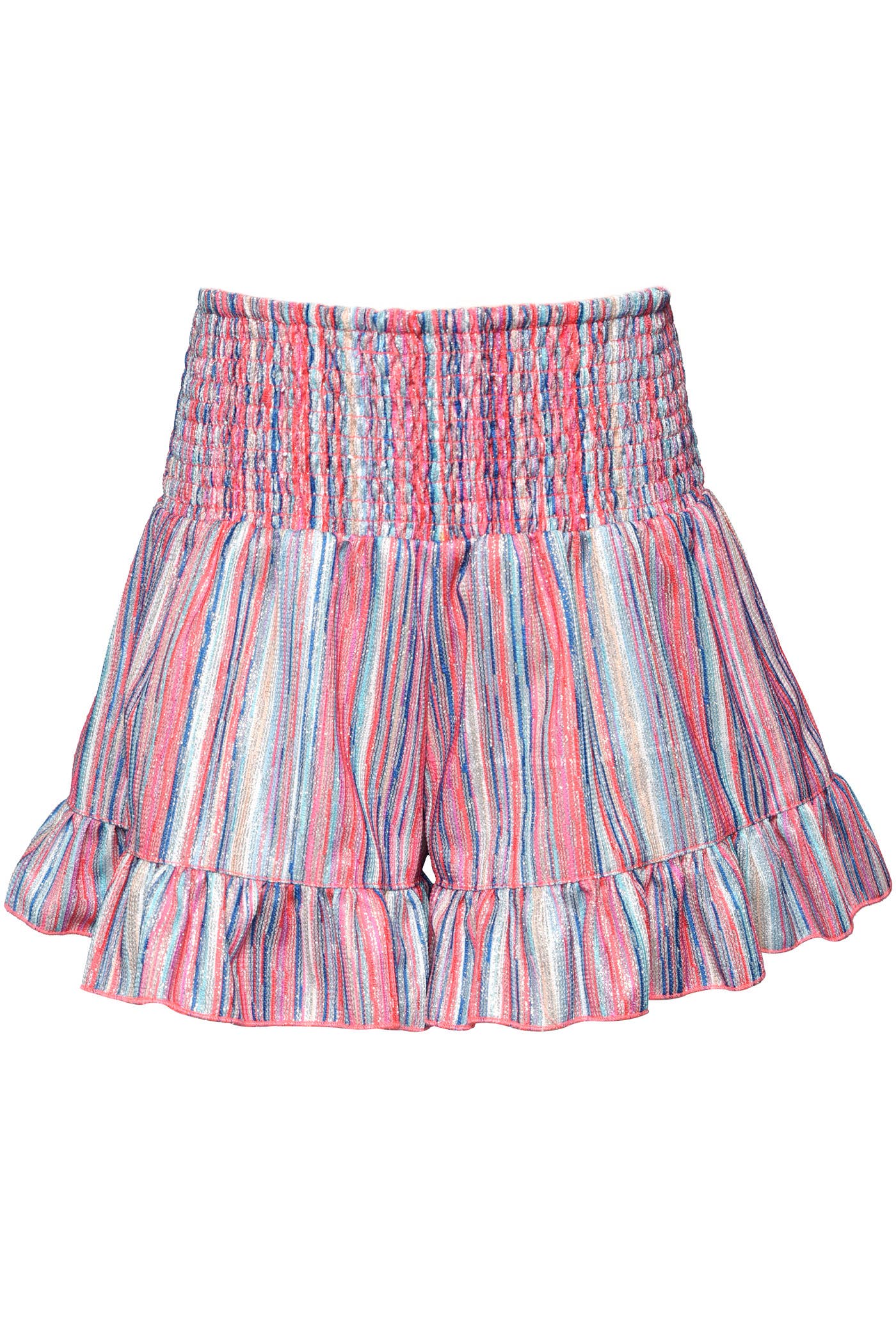 Glitter Stripe Shorts with Smocked Waist