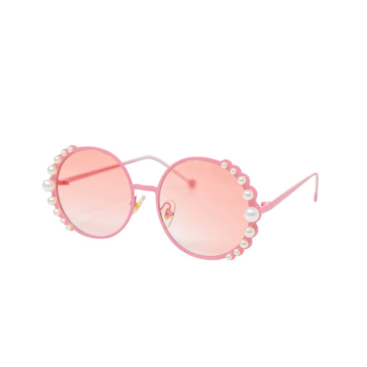 Round Pearls Sunglasses: Pink Pink